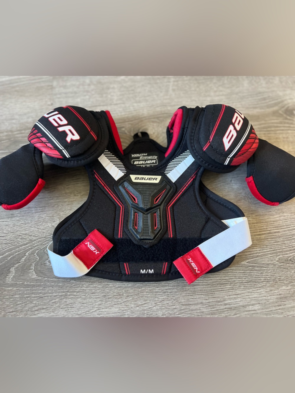 Bauer Black and Red Hockey Shoulder Pads